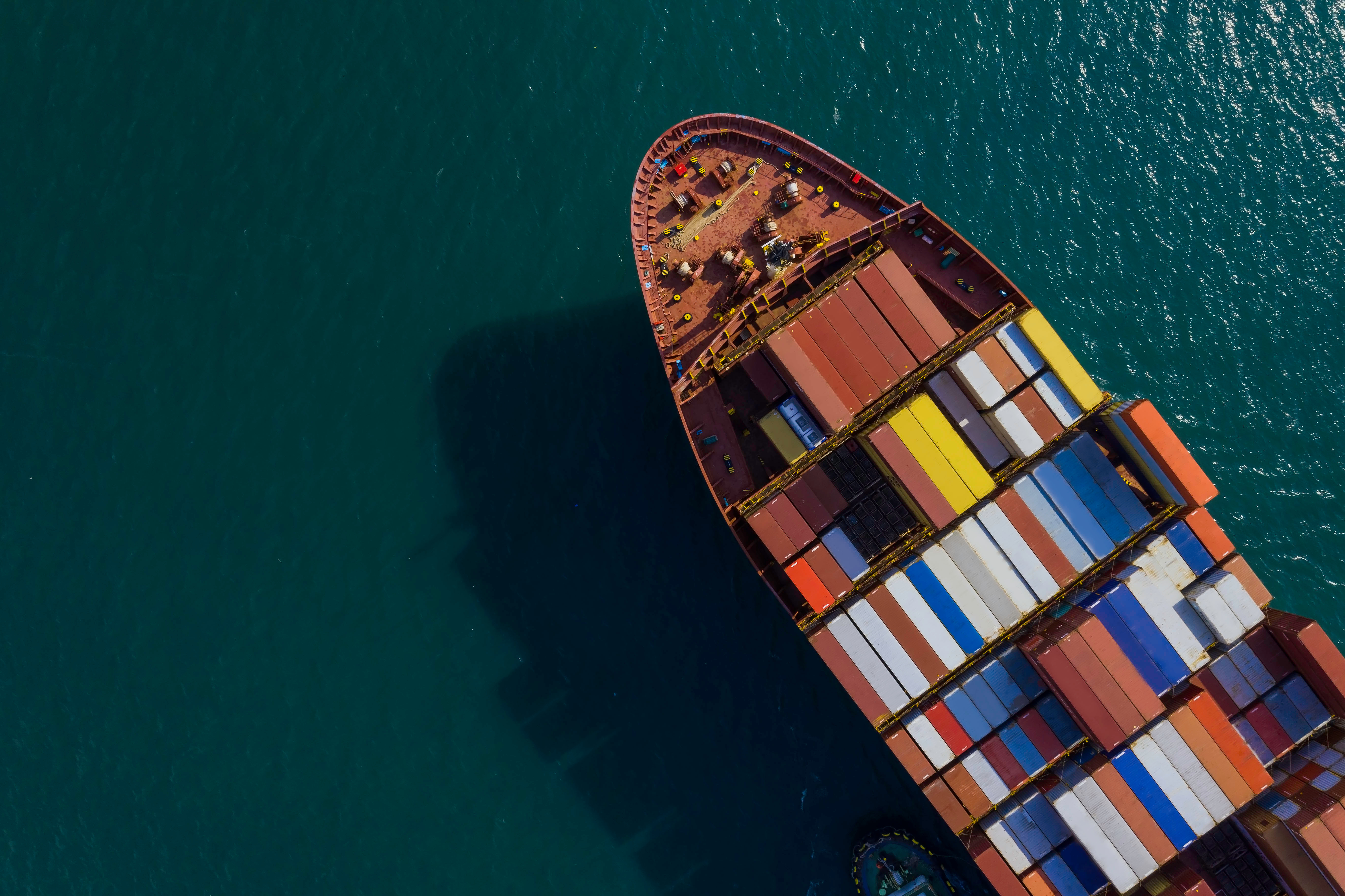 Cargo boat from above